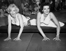 Marilyn Monroe and Jane Russell Entering Hollywood Hall of Fame